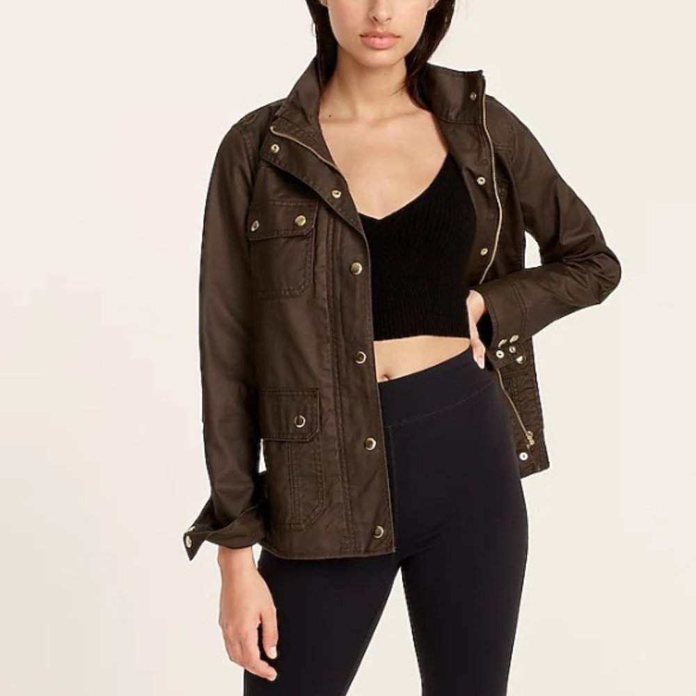 Small Women's J. Crew Downtown Field Jacket in Mossy Brown